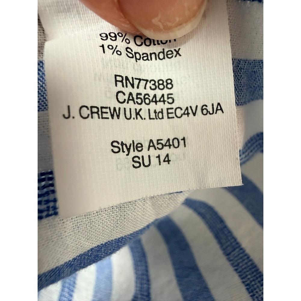 J. Crew Button Down Women 12 Blue Boy Fit Striped Cotton Blend A5401 Long Sleeve - Picture 6 of 9